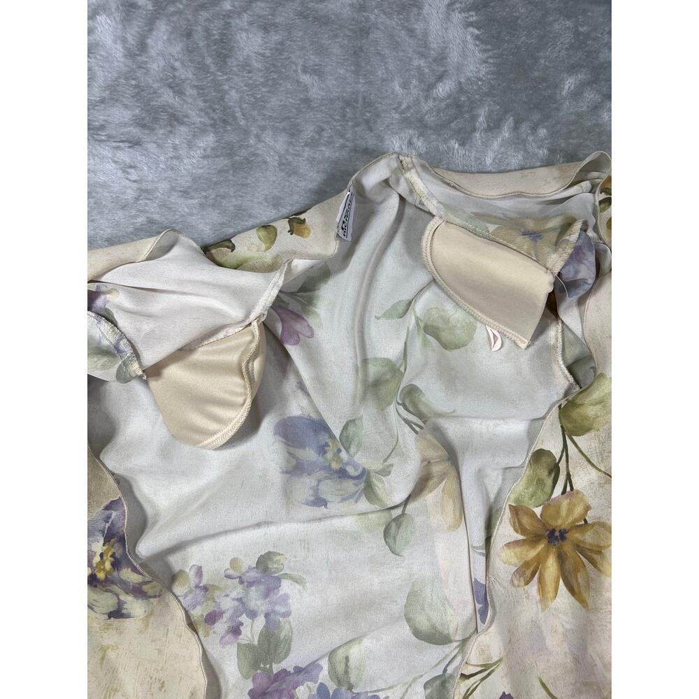 Floral Sheer Kimono Duster Shoulder PadsUSA One Size Lightweight Vacation Ready - Picture 6 of 7